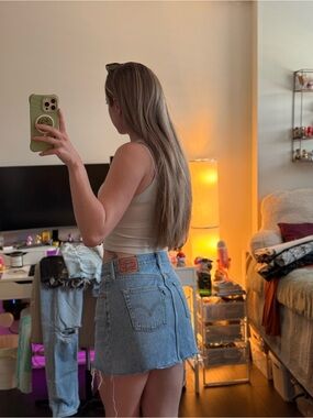 Levi's Light Blue Denim Mini Skirt with Raw Hem